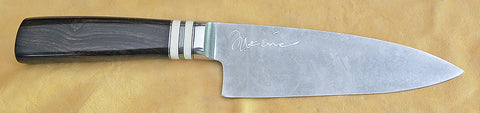 6 inch Chef's Knife with 'Swans' Etching and African Blackwood Handle