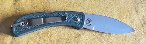 Boye Cobalt Basketweave Lockback Folding Pocket Knife with Blue Handle.