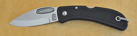 Boye Cobalt Blue Whale Lockback Folding Pocket Knife with Black Zytel Handle.