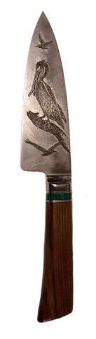 6 inch Chef's Knife with 'Three Pelicans' Etching.