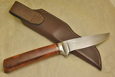 4 inch Dropped Point Hunter with Plain Etched Blade - 5.