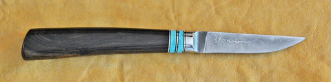 3 inch Paring Knife with 'Single Stalk Bamboo' Etching and African Blackwood Handle.