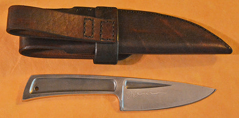Boye Basic 3 with 'Trout' Etching and Leather Sheath.