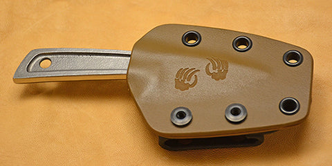 Boye Basic 1 with 'Bear Paws' Etching and Kydex Sheath with Laser Etched Bear Paws.