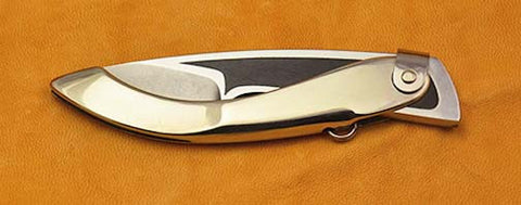 Boye Large Tweezerlock Folding Pocket Knife with Plain Etched Blade & African Blackwood Inlay.