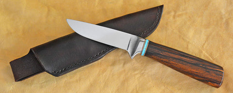 4 inch Dropped Point Hunter with Dendritic Cobalt Blade and Cocobolo Handle.