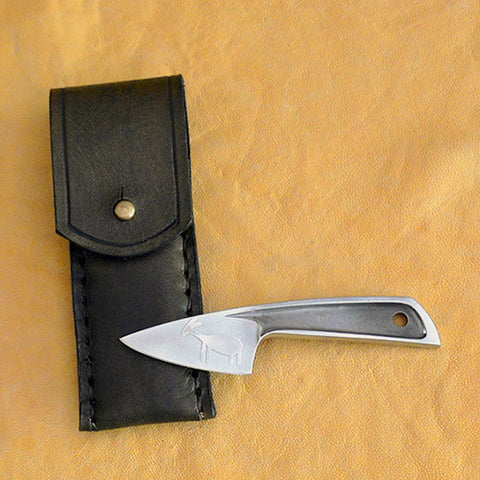 Boye Sub-Basic with Goat Etching and Brass-lined Leather Sheath.
