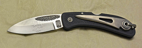 Boye Basketweave Lockback Folding Pocket Knife with 'Haida Fish' Etching.