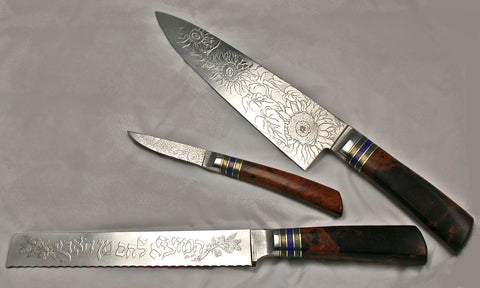 8 inch Bread Knife with 'Hamotsi Prayer' & 'Wheat Sheaves' Etching.