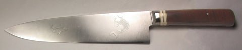 10 inch Chef's Knife with 'Koi' Etching, Boye-made.