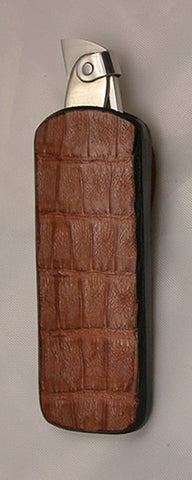 Light Brown Croc Double-sided Belt Sheath for Large Tweezerlock Folding Pocket Knife.