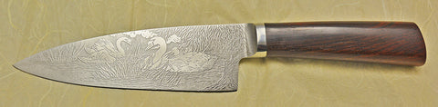 6 inch Chef's Knife with 'Swans' Etching.