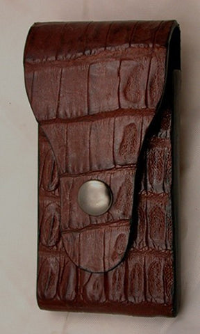 Cognac Croc Double-sided Belt Sheath for Wide-blade Lockback Folding Pocket Knife.