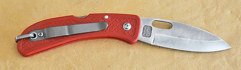 Boye Basketweave Lockback Folding Pocket Knife with 'Basketweave' Etching and Red Zytel Handle - 2nd.