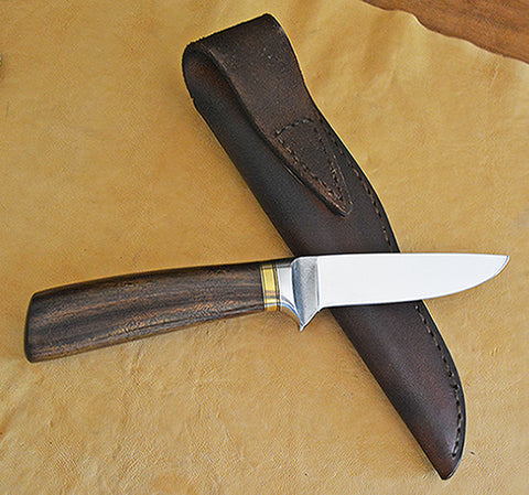 4 inch Dropped Point Hunter with Dendritic Cobalt Blade and Desert Ironwood Handle.