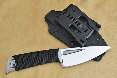 Boye Basic 3 Cobalt with Engraved Initials, Cord-Wrapped Handle, Kydex Sheath & Tek Lok.