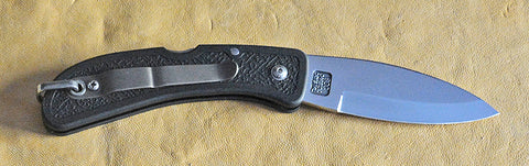 Boye Cobalt Celtic Horse Lockback Folding Pocket Knife with Black Zytel Handle.