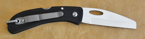 Boye Cobalt Sheepsfoot Lockback Folding Pocket Knife with Black Zytel Handle.