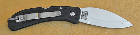 Boye Cobalt Blue Whale Lockback Folding Pocket Knife with Black Zytel Handle.