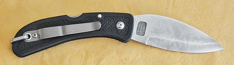 Mountains Lockback Folding Pocket Knife with 'Wapiti Elk' Etching and Black Zytel Handle.
