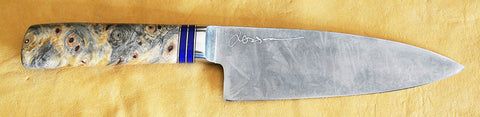 6 inch Chef's Knife with 'Heron' Etching and Buckeye Burl Handle.