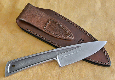 Boye Basic 3 with Plain Etched Blade and Leather Pouch Sheath.