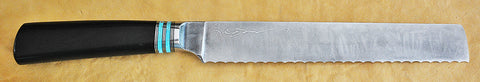 8 inch Bread Knife with 'Tsunami' Etching and African Blackwood Handle.