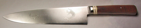 David Boye-made 10 inch Chef's Knife with 'Koi' Etching.