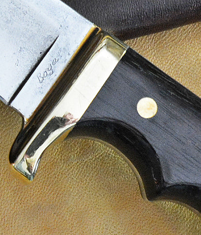 David Boye-made L6 Sawblade Steel 4" Hunter/Skinner with Standing Grizzly Custom Etching, circa 1977.
