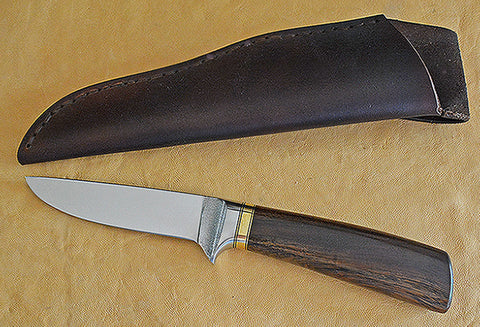 4 inch Dropped Point Hunter with Dendritic Cobalt Blade and Desert Ironwood Handle.