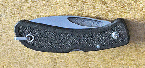 Boye Cobalt Celtic Horse Lockback Folding Pocket Knife with Black Zytel Handle.