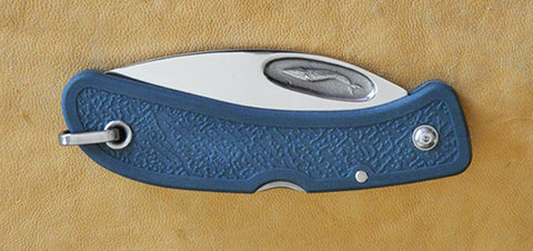 Boye Cobalt Blue Whale Lockback Folding Pocket Knife with Blue Handle.