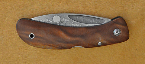 Boye Custom Celtic Horse Lockback Folding Pocket Knife with 'Eagles' Etching.