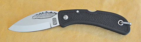 Boye Cobalt Mountain Lockback Folding Pocket Knife with Black Zytel Handle