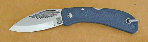 Boye Cobalt Eagle Wing Lockback Folding Pocket Knife with Blue Handle.