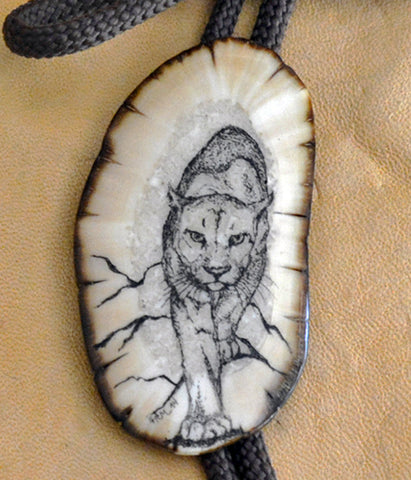 Bolotie with Cougar Scrimshaw.