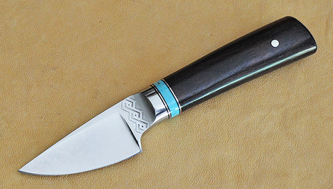 David Boye-made 2 inch Dropped Edge Utility Knife with 'Basketweave' Etching.