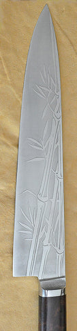 David Boye-made 10 inch Chef's Knife with 'Three Stalk Bamboo' Etching.