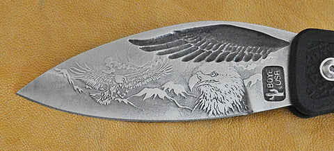 Boye Eagle Wing Lockback Folding Knife with 'Eagles' Etching.