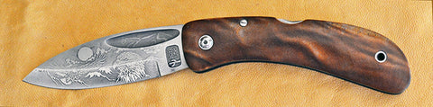 Boye Custom Celtic Horse Lockback Folding Pocket Knife with 'Eagles' Etching.