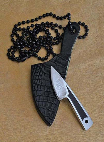 Boye Basic Photon with 'Falcon' Etching, Blackwood Handle Inlay & Black Croc Neck Sheath.