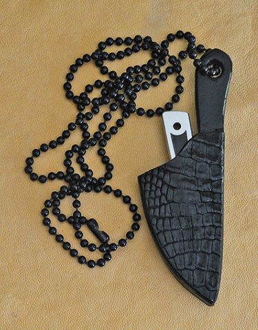 Boye Basic Photon with 'Falcon' Etching, Blackwood Handle Inlay & Black Croc Neck Sheath.
