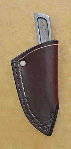 Boye Basic 1 with 'Seated Hawk' Etching and Leather Sheath with Clip for Belt, Boot or Pocket.