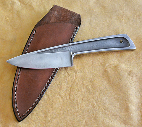 Boye Basic 3 with Plain Etched Blade and Leather Pouch Sheath.