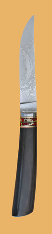 4.5 inch Kitchen Utility Knife with 'Trout' Etching.
