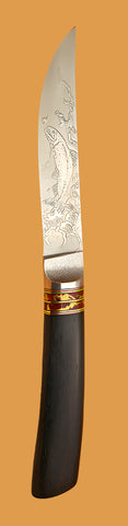 4.5 inch Kitchen Utility Knife with 'Trout' Etching.