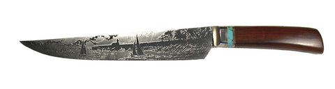 10 inch Carving Knife with 'Lighthouse with Sailboats' Etching