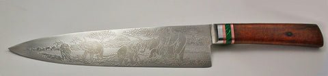 10 inch Chef's Knife with 'Elephants' Etching - 2.
