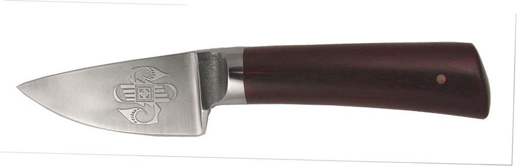 3 inch Dropped Edge Utility Knife with 'Circular Rainbird' Etching.