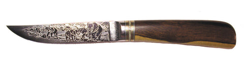 4.5 inch Kitchen Utility Knife with 'Elephants' Etching.